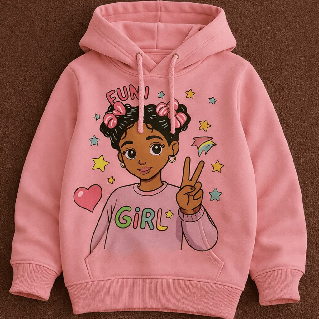 Moletom Infantil Menina Girl Fun Flanelado com Capuz Agasalho de Frio Confortável