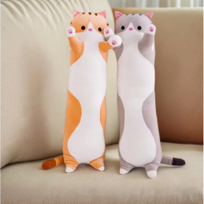 Gato Pelúcia Corpo Longo 50cm Decorativo Fofo