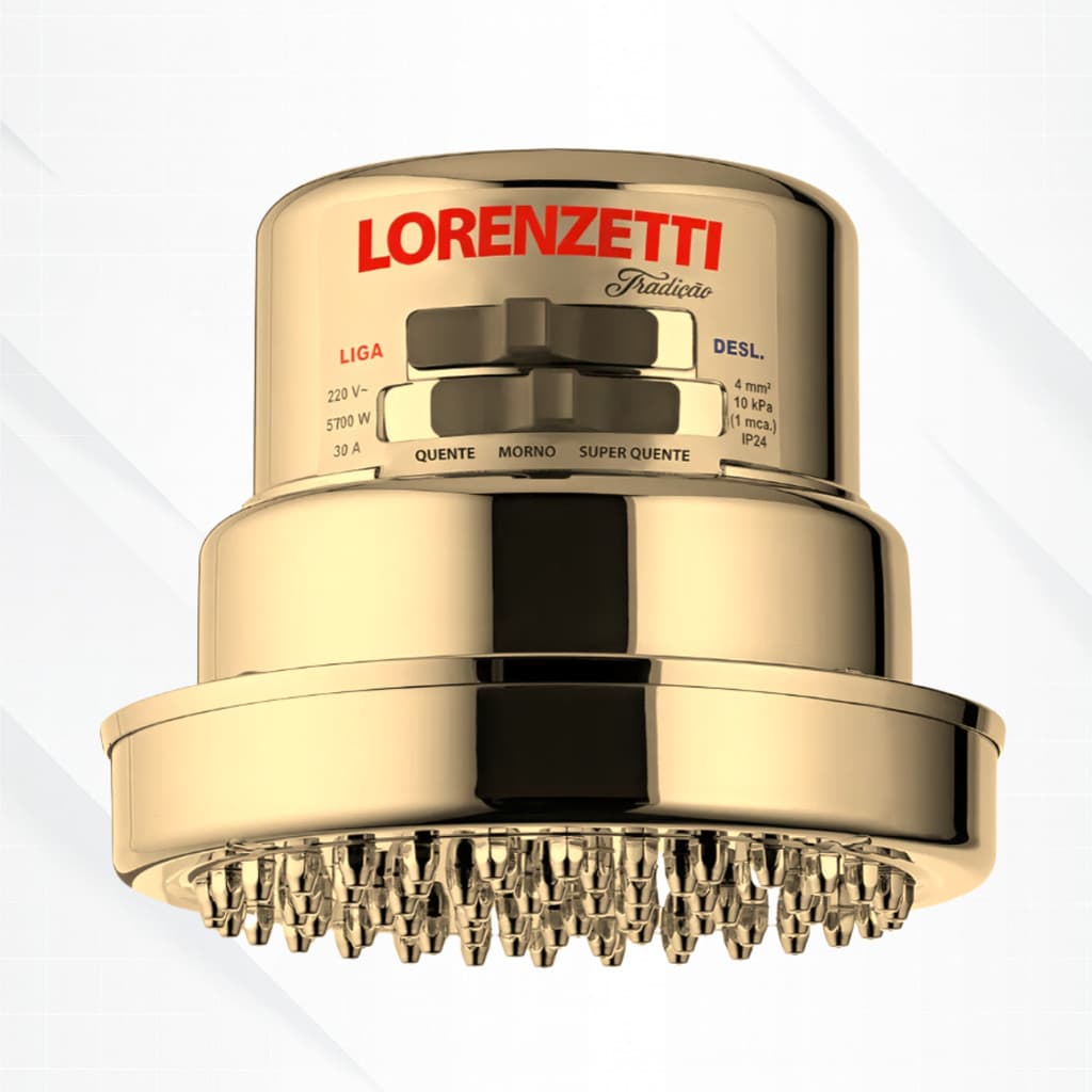 Chuveiro Lorenzetti Tradição Dourado 6800W 220V - Luxo
