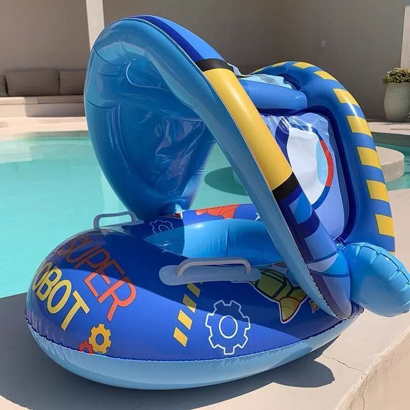 Boia Infantil Com Proteção Solar Cobertura Bote Bebe Piscina