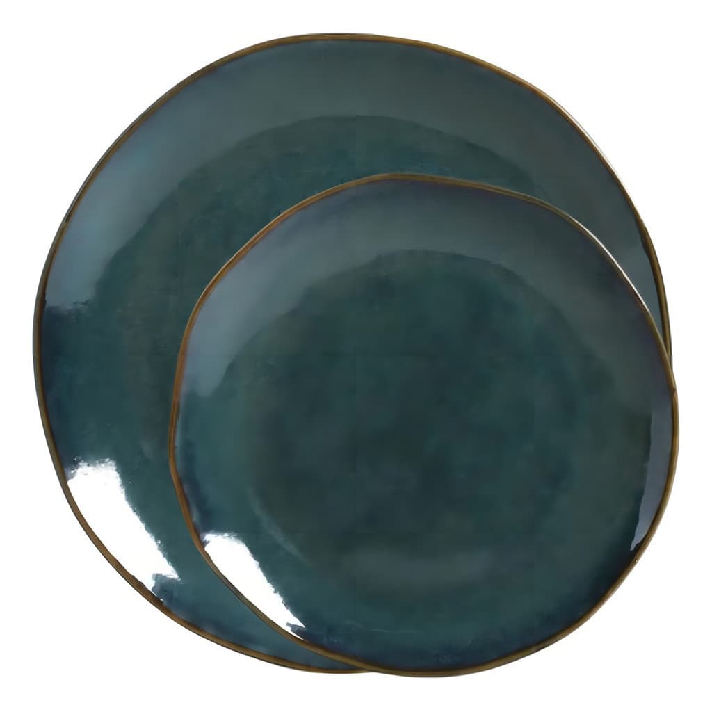 Jogo 6 Pratos Raso E 6 Sobremesa Azul Oceano Porto Brasil Cor Azul Esverdeado