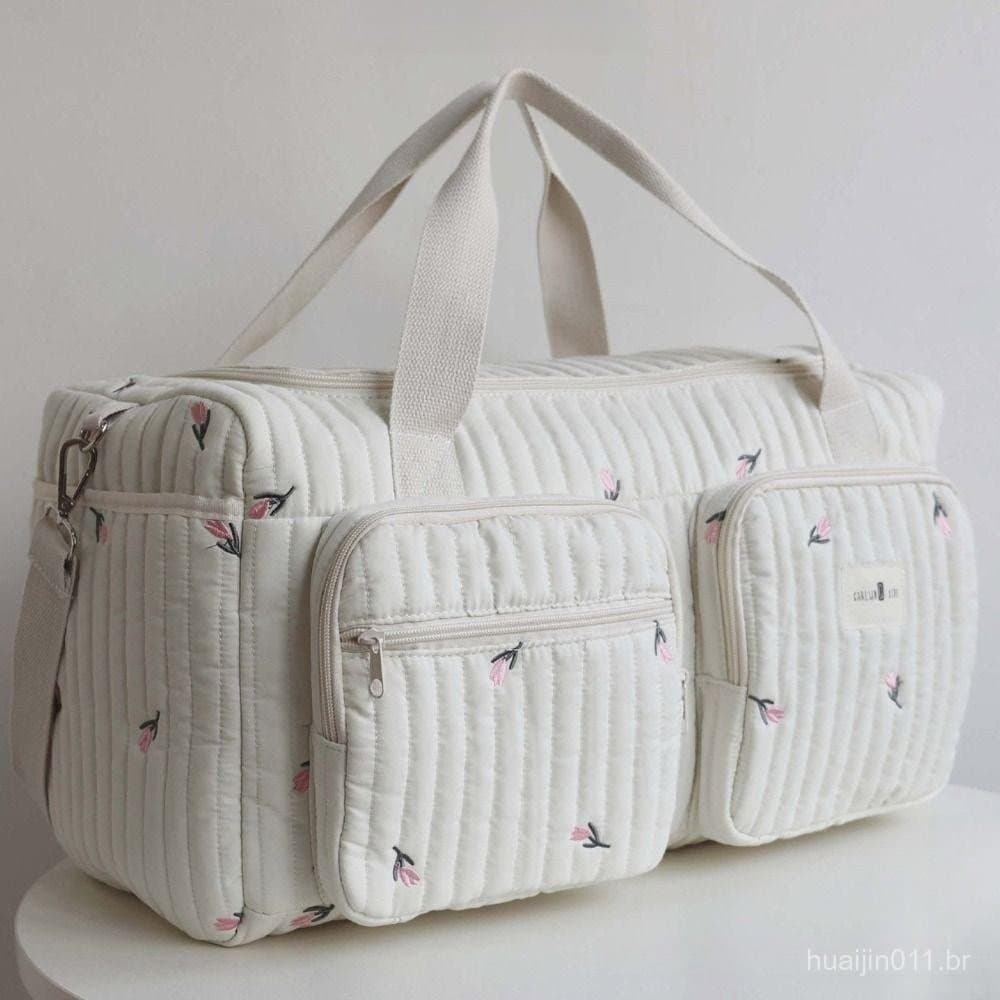 Bolsa de Fraldas para Bebê, Prática Bordada com Grande Capacidade e Urso de Lazer