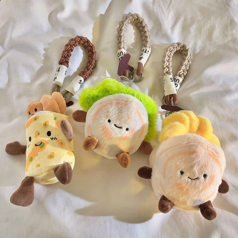 Novo produto pronto estoque divertido bonito prato clipe Bun boneca pingente cordão do telefone móvel chaveiro pendurado