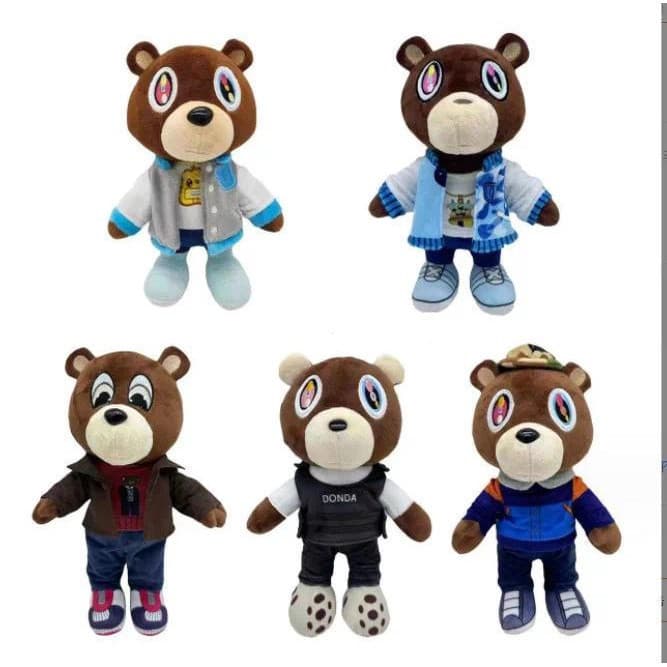 30cm Urso de Pelúcia Kanye West Boneca de Pelúcia Urso Feito à Mão Brinquedos de Pelúcia Animais Boneca de Pelúcia Macia