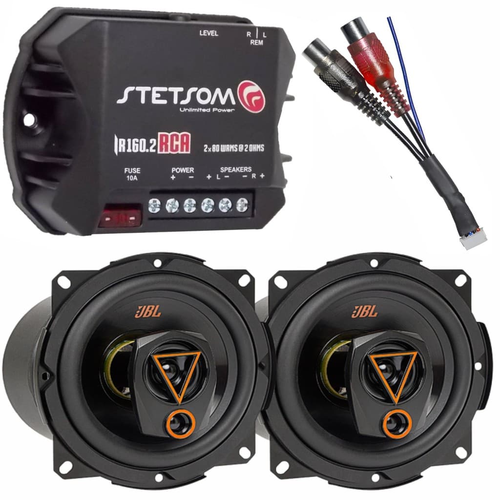 Kit Módulo Amplificador Módulo Stetsom IR160.2 + Par Alto Falantes 5  pol JBL Triaxial 5TRMS80 160W