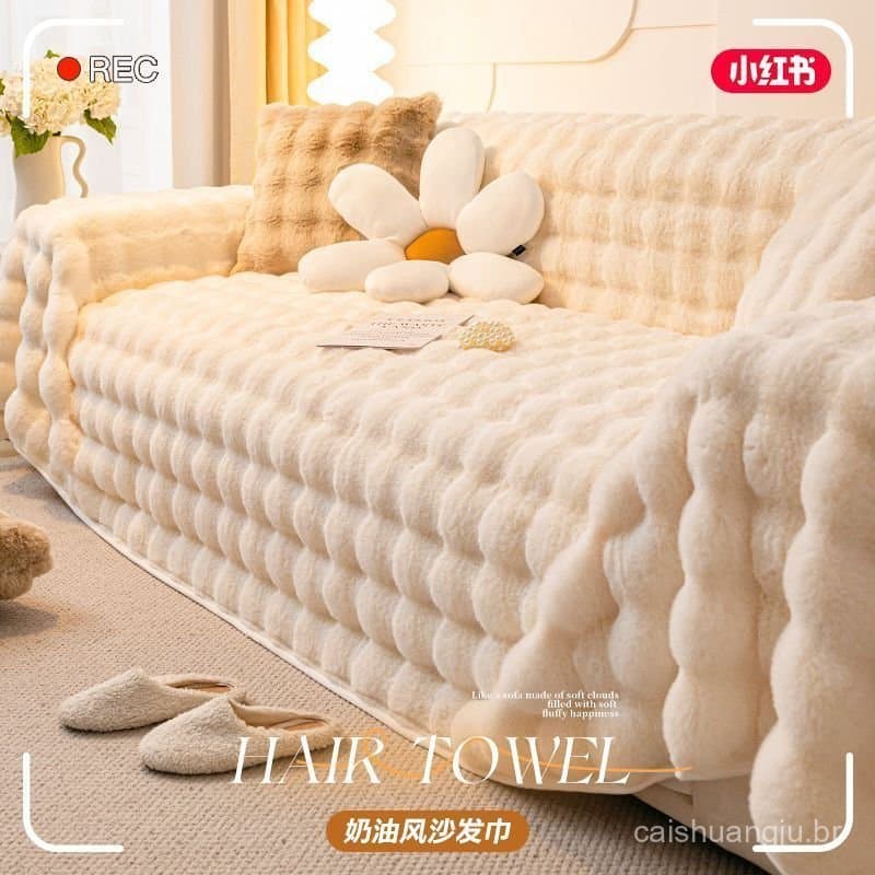 Engrossar Pelúcia Sofá Capa Toalha Almofada Protector Para 1 2 3 4 Lugares L Em Forma de Non-slip Sala Decoração