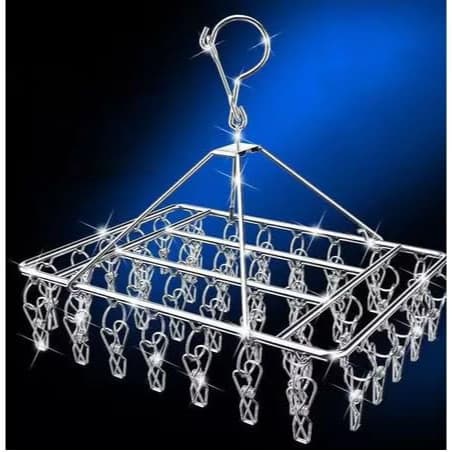 Varal Aço Inox Suspenso 40 Prendedores | Ideal para Roupa Íntima, Meias e Calcinhas | Lavanderia de Apartamento