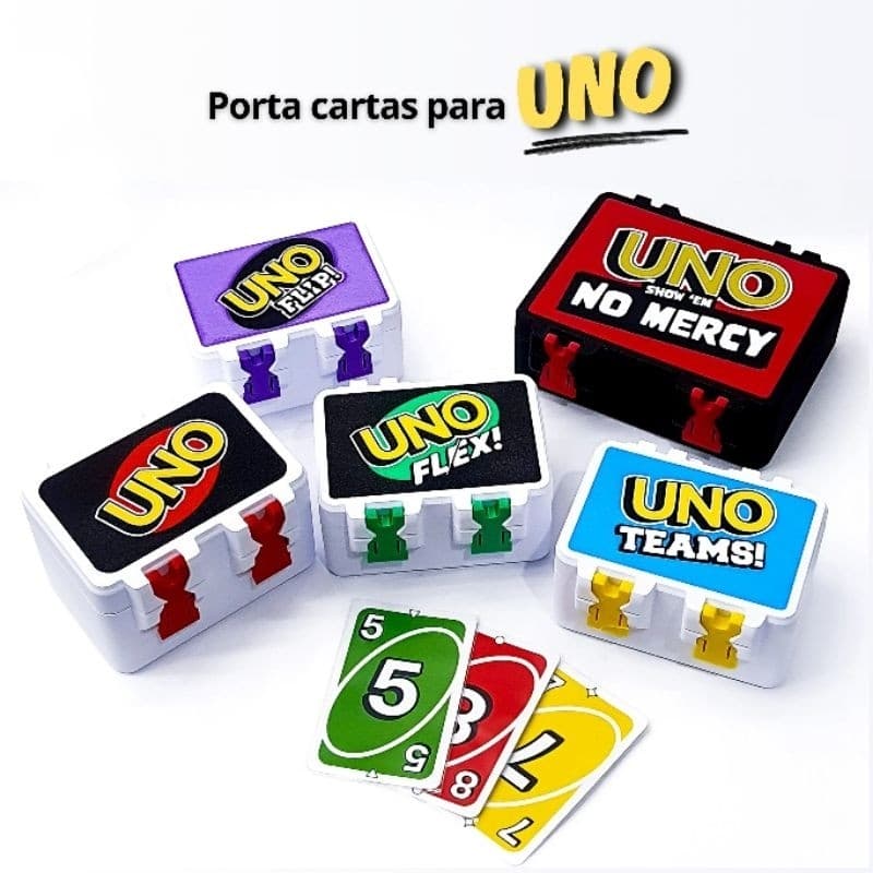 Porta Cartas/Baralho Organizador Jogo UNO-DOS-TEAMS-FLIP-FLEX-MERCY-PARTY-MINIMALISTA-PLATINUM