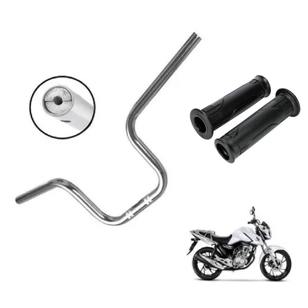 Guidão Com Rosca Manopla Moto Cargo Pcx Cg Fan Titan 125/150/160 Cromado