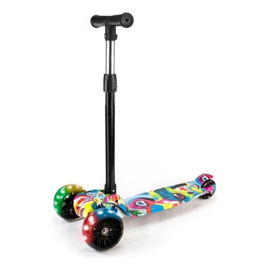Patinete 3 Rodas Infantil Dobrável Com Luzes LED Rodas Largas