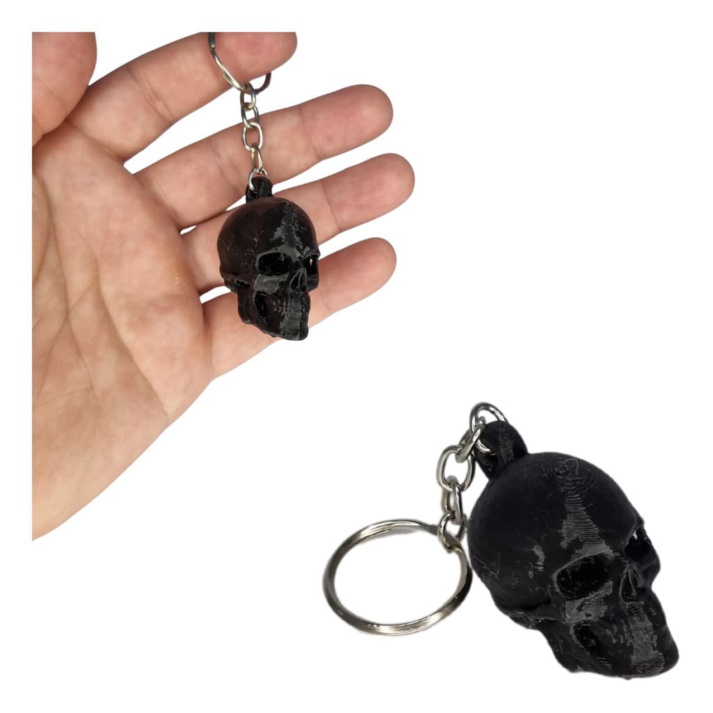 Chaveiro Caveira Crânio Realista 3d Branco e Preto Top Roque
