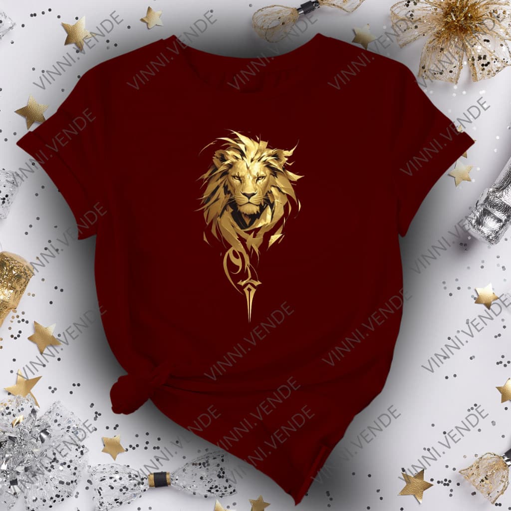Camiseta Cristã Réveillon Leão Dourado Espada Blusa 100% Algodão Unissex Ano Novo