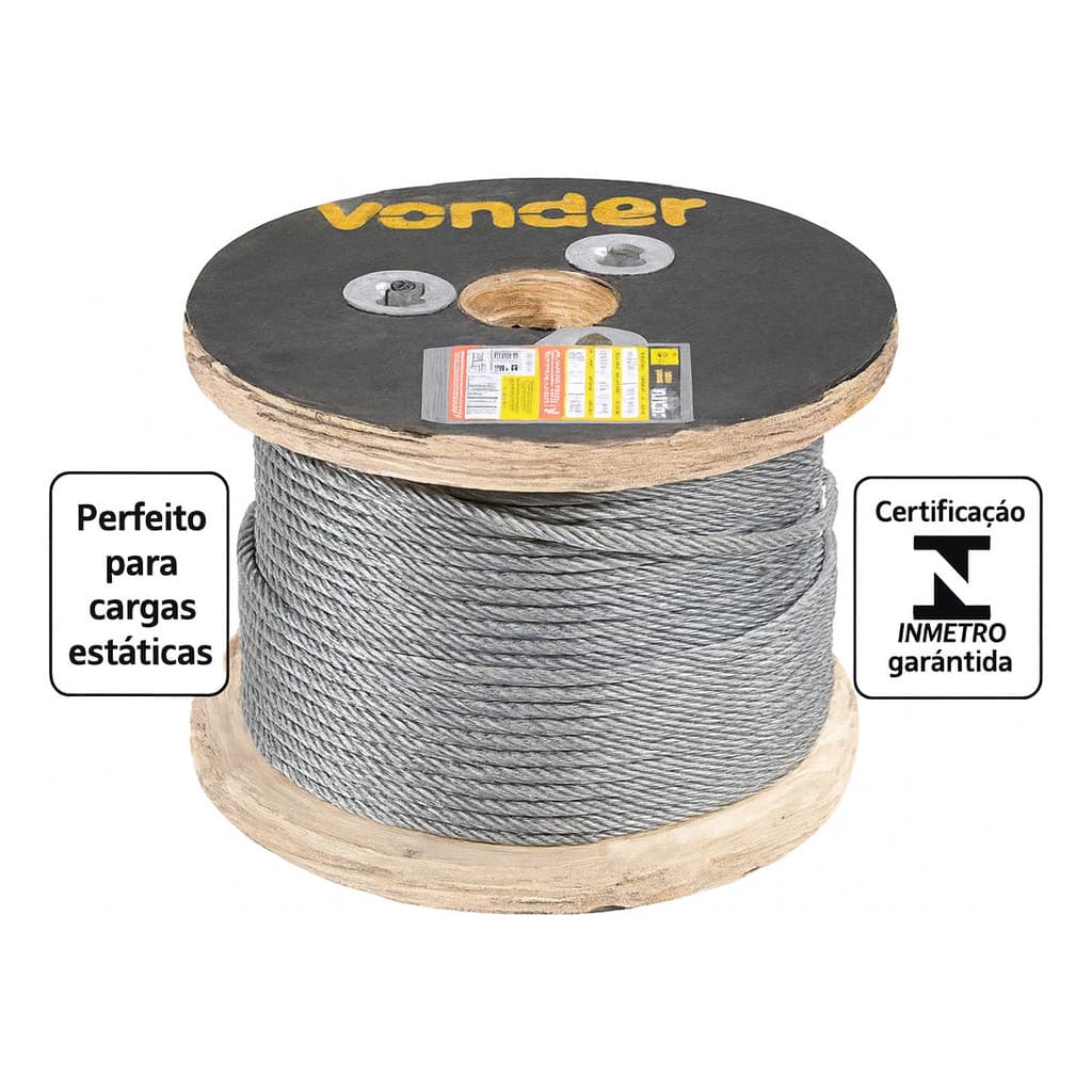 Cabo De Aço 3/8 Galvanizado Bobina 100m Uso Industrial