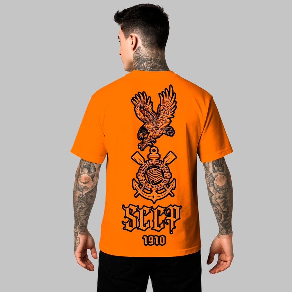 Camiseta Premium Timão futebol laranja preta branca rosa