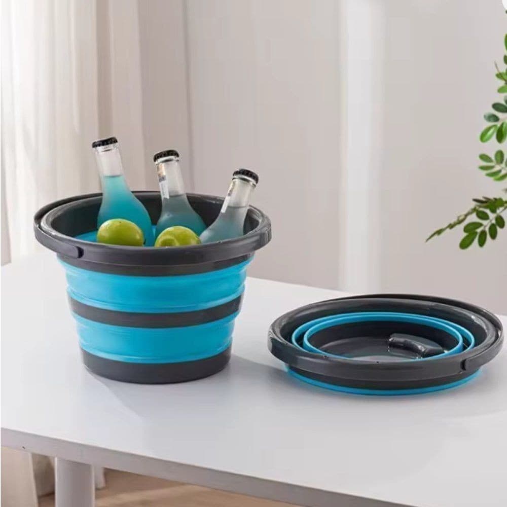 Balde Dobrável Multiuso 5L Compacto Cores Sortidas Organizador Lavar Roupas Carro Camping