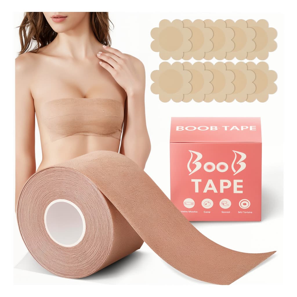 Fita Adesiva Levanta Peito - Seios Boob Tape 5 Metros Sutiã Invisível Prova D'agua + Sustentação Decote +efeito silicone