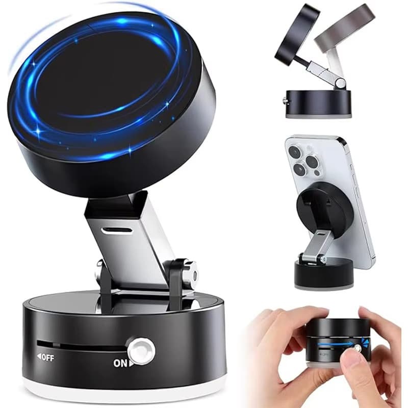 360°Suporte dobrável para celular Suporte magnético de adsorção de carro a vácuo dupla face