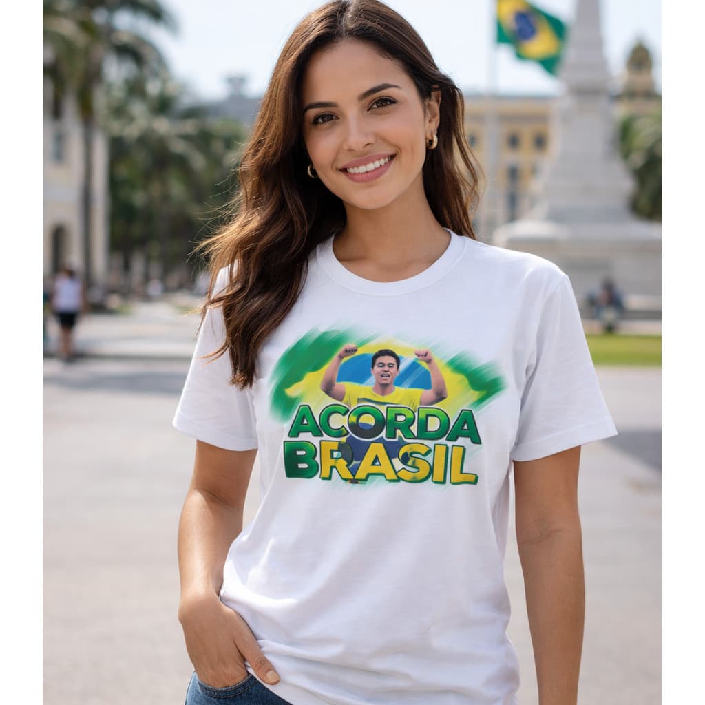 Camiseta Acorda Brasil Nikolas Ferreira UNISSEX Camisa Brasil Bolsonaro Manifestação Patria Deus envio rapido