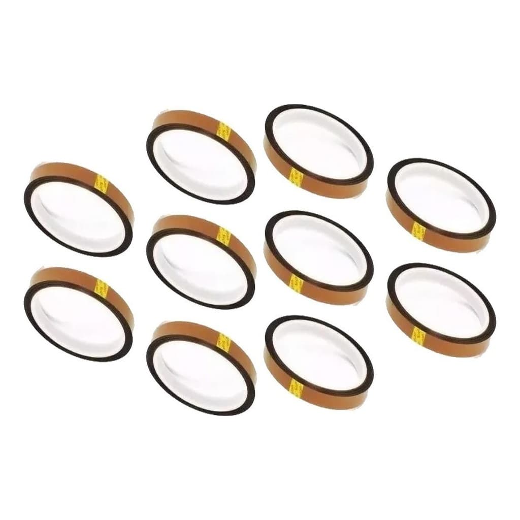 Kit 10 unidades Fita Kapton Térmica Sublimação 5mm X 33m Alta Temperatura 250°c Ambar
