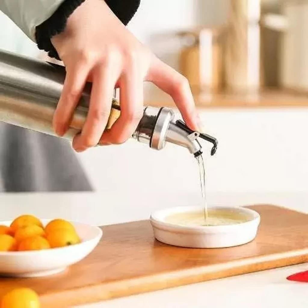 Galheteiro Vidro Inox Azeite Vinagre Dosador Óleo Garrafa Temperos Cozinha Servir Salada Mesa Pote 2 UN