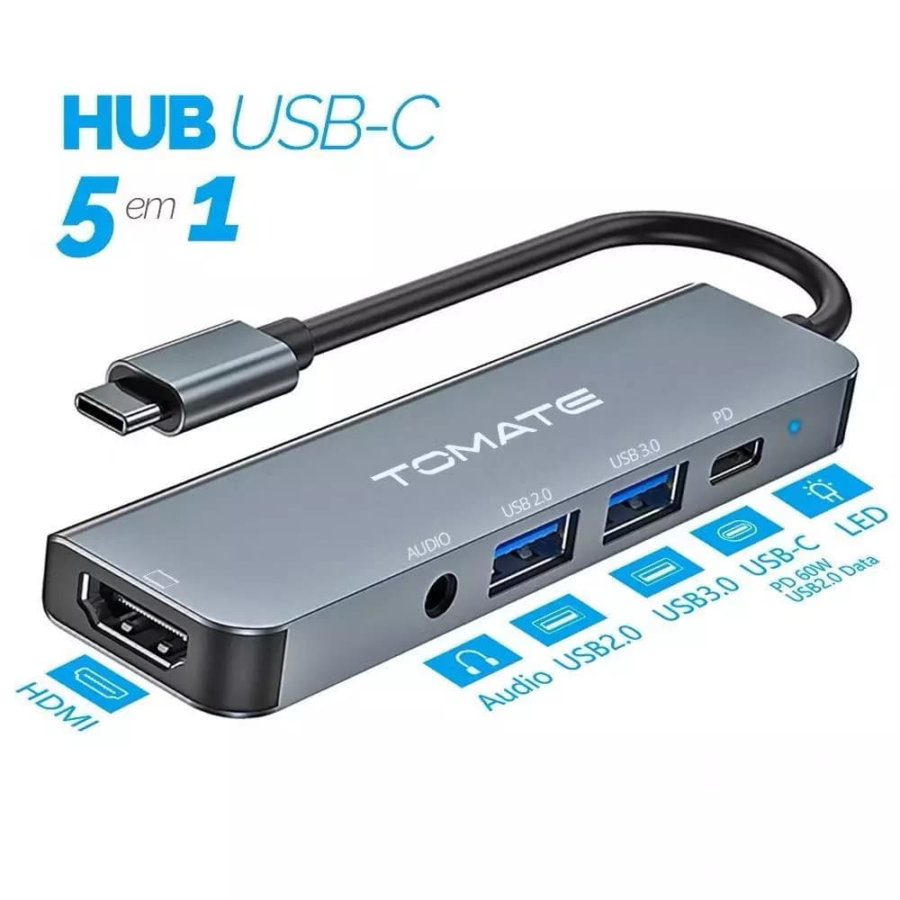 Adaptador extensor usb para usb c Hub Adaptador 7 Em 1 Type-c Hdtv Usb 3.0 Df Áudio