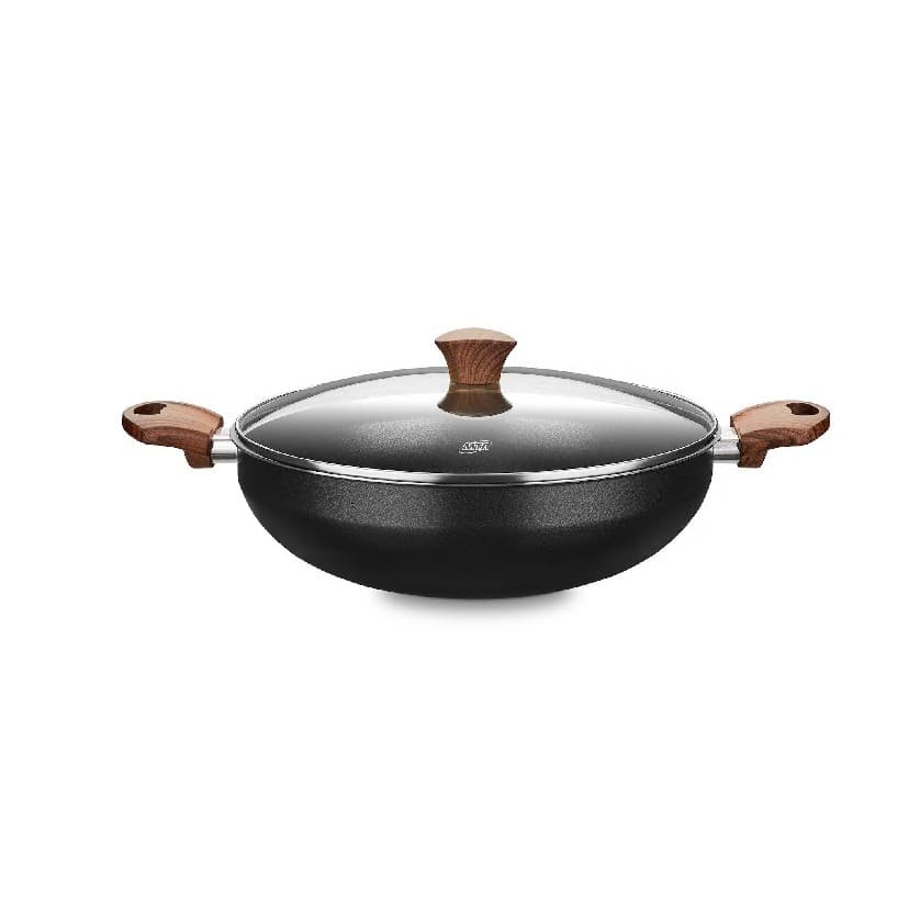 WOK MTA CERAMIC+ COM TAMPA DE VIDRO 28CM 4,3L BLACK