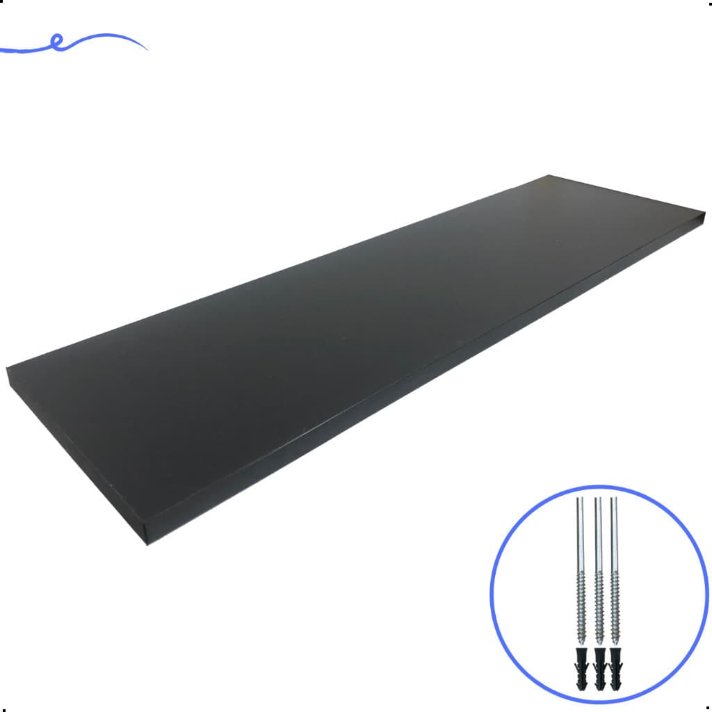 1 Prateleira Preta 70X20 Com Suporte Flutuante Mdf  Organizadora Decoração Cozinha Quarto Banheiro