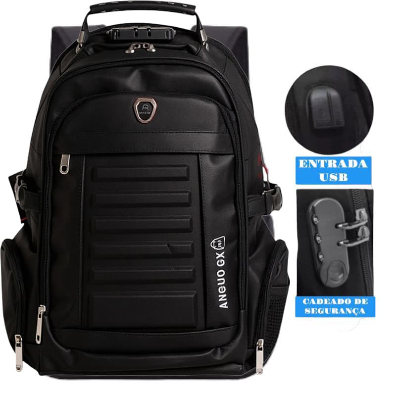 Mochila preta, grande capacidade, super reforçada, ideal para levar o notebook, escolar e viagens