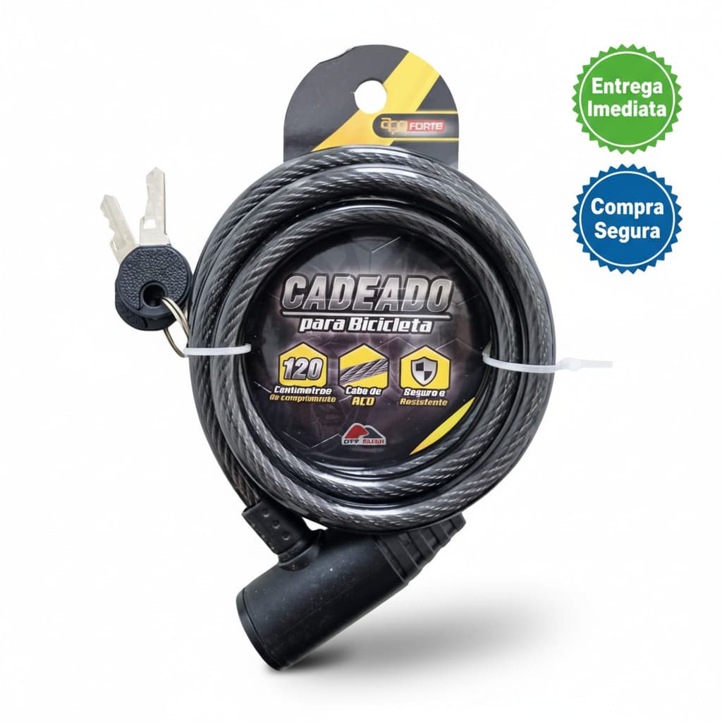 Cadeado para Moto e Capacete 120cm Cabo de Aço Reforçado Anti-Furto