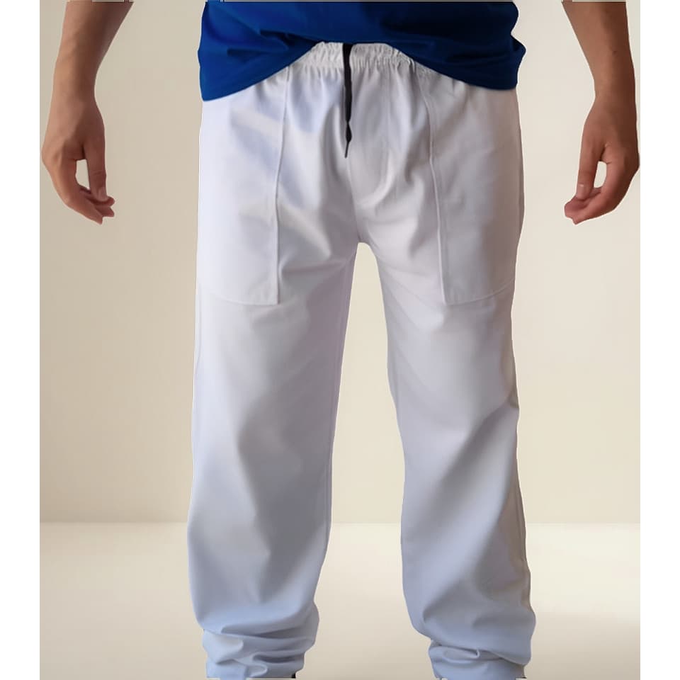 Uniforme Calça Brim Branca Trabalho Padeiro Enfermeiro