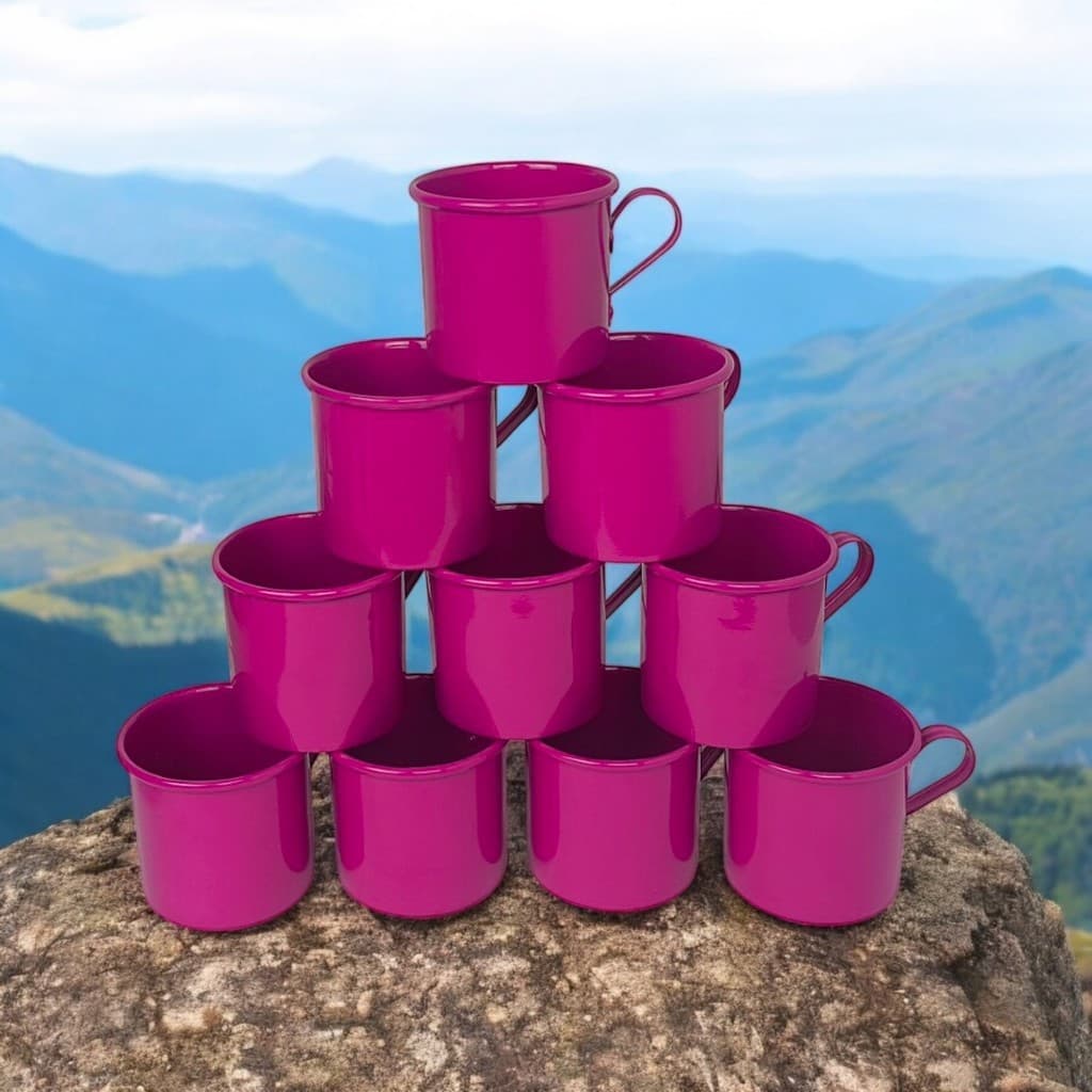 Kit 10 Caneca Copo Moscow Mule Alumínio Cor Rosa Fucsia 350ml