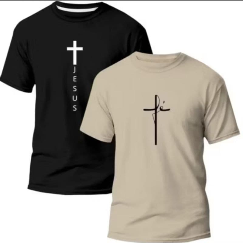 kit 2 camiseta Evangelica Fê Cristã unisexx 100% Algodão