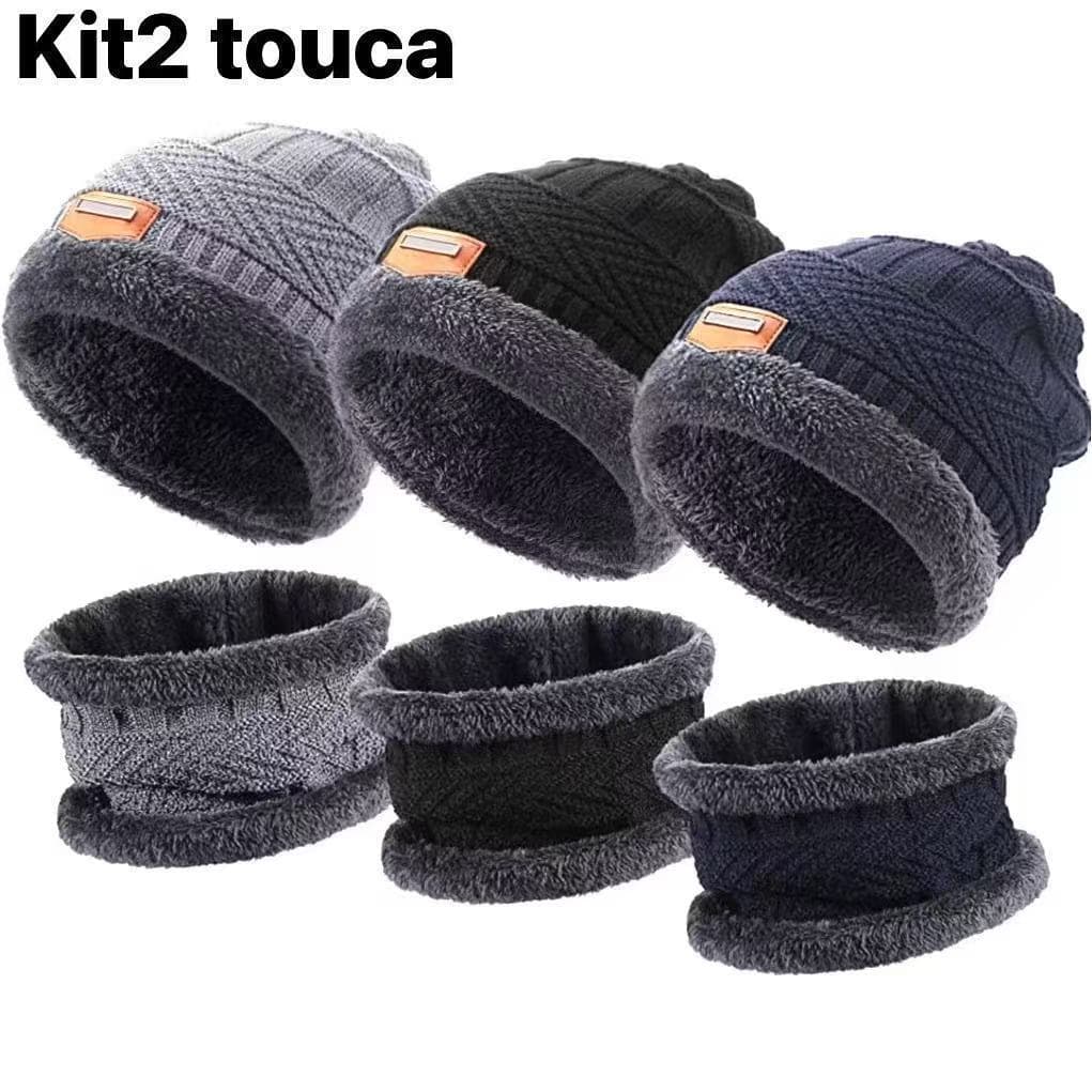 Kit Frio Touca Gorro + Luva Touch Celular + Cachecol Echarpe