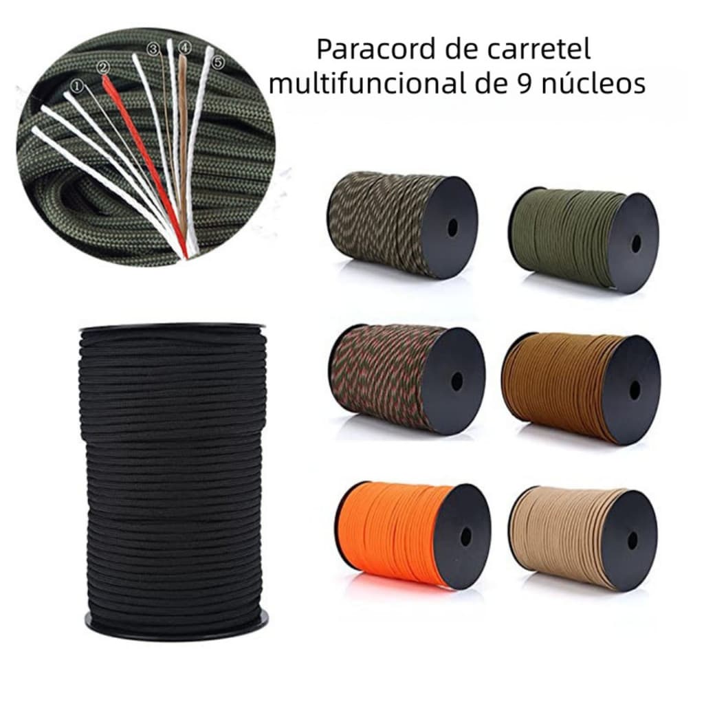 100m 550 Corda de pára-quedas Corda de pára-quedas Diâmetro 4mm 9 fios Várias cores disponíveis Acampamento ao ar livre