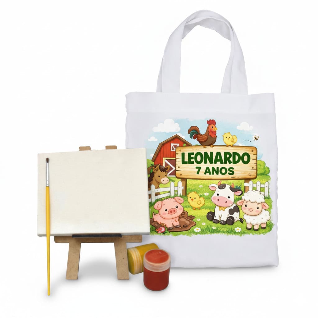 Kit Pintura Tela Pincel Tinta Sacolinha Poliéster Presente Lembrancinha Aniversário Infantil