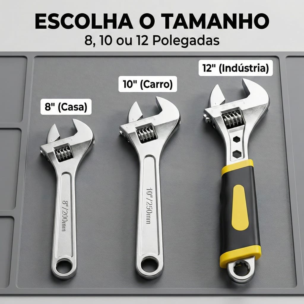 Chave Inglesa Ajustável Profissional 8, 10 ou 12 Polegadas - Ferramenta Universal para Encanamento e Mecânica [Aço Carbo