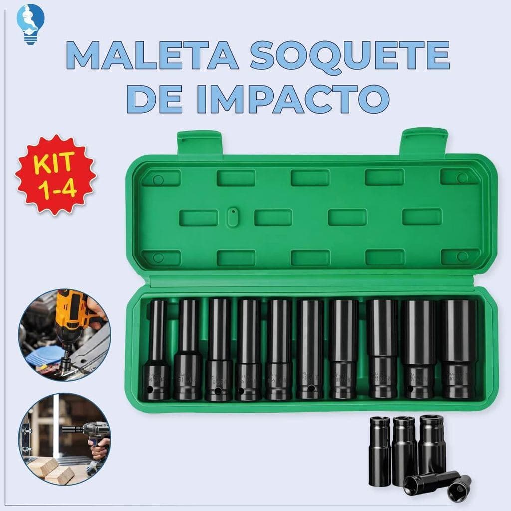 Kit Maleta Soquete de Impacto Material de Aço Carbono Alta Qualidade Soquete Sextavado Longo