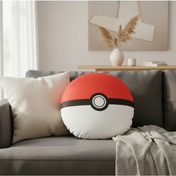 Almofada Redonda Pokebola Almofada pokemon para decoraçao geek nerd