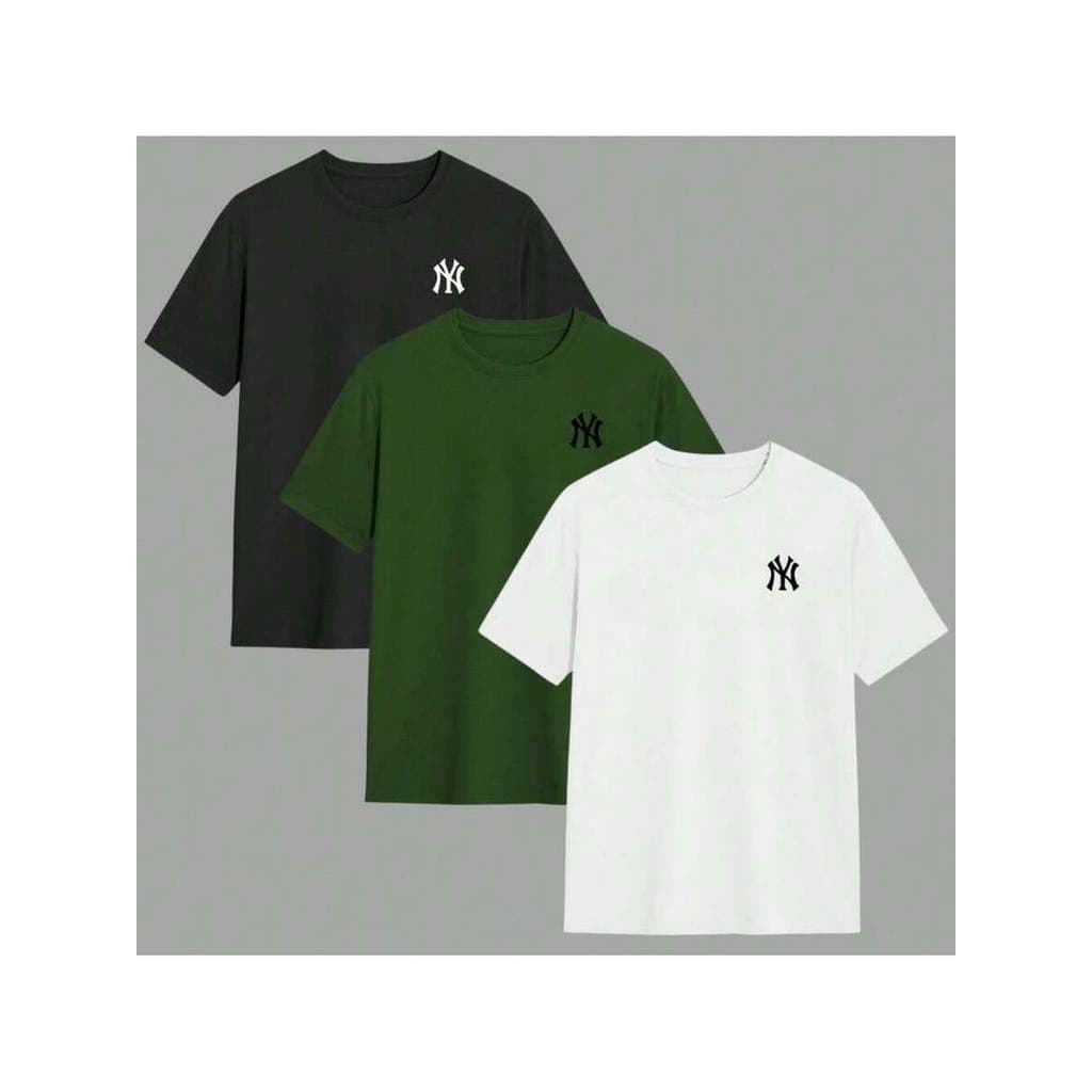 Kit 3 Camisetas Masculinas 100% Algodão Gola Redonda Confortáveis Moda Verão