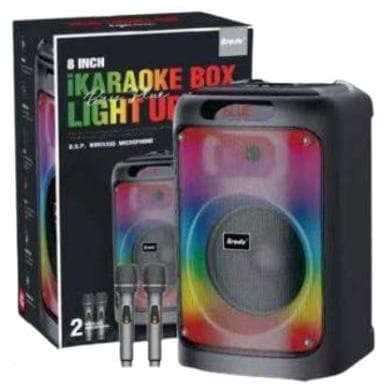 Caixa de Som Bluetooth BTS-2102 8" com 2 Microfones Sem Fio e LED RGB!