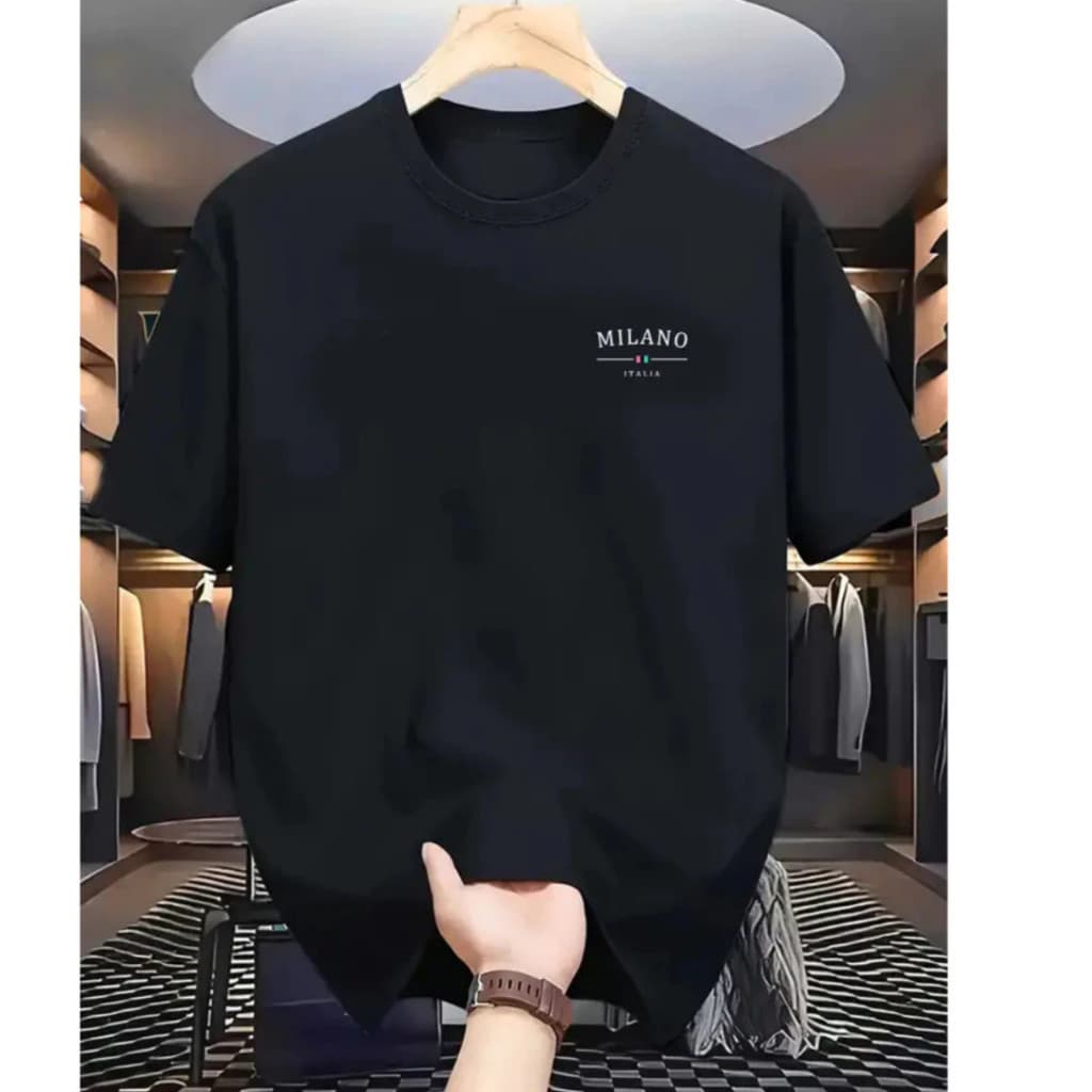 Camiseta Itália Milano Minimalista Basic Camisa Algodão 30.01 Moda Masculina