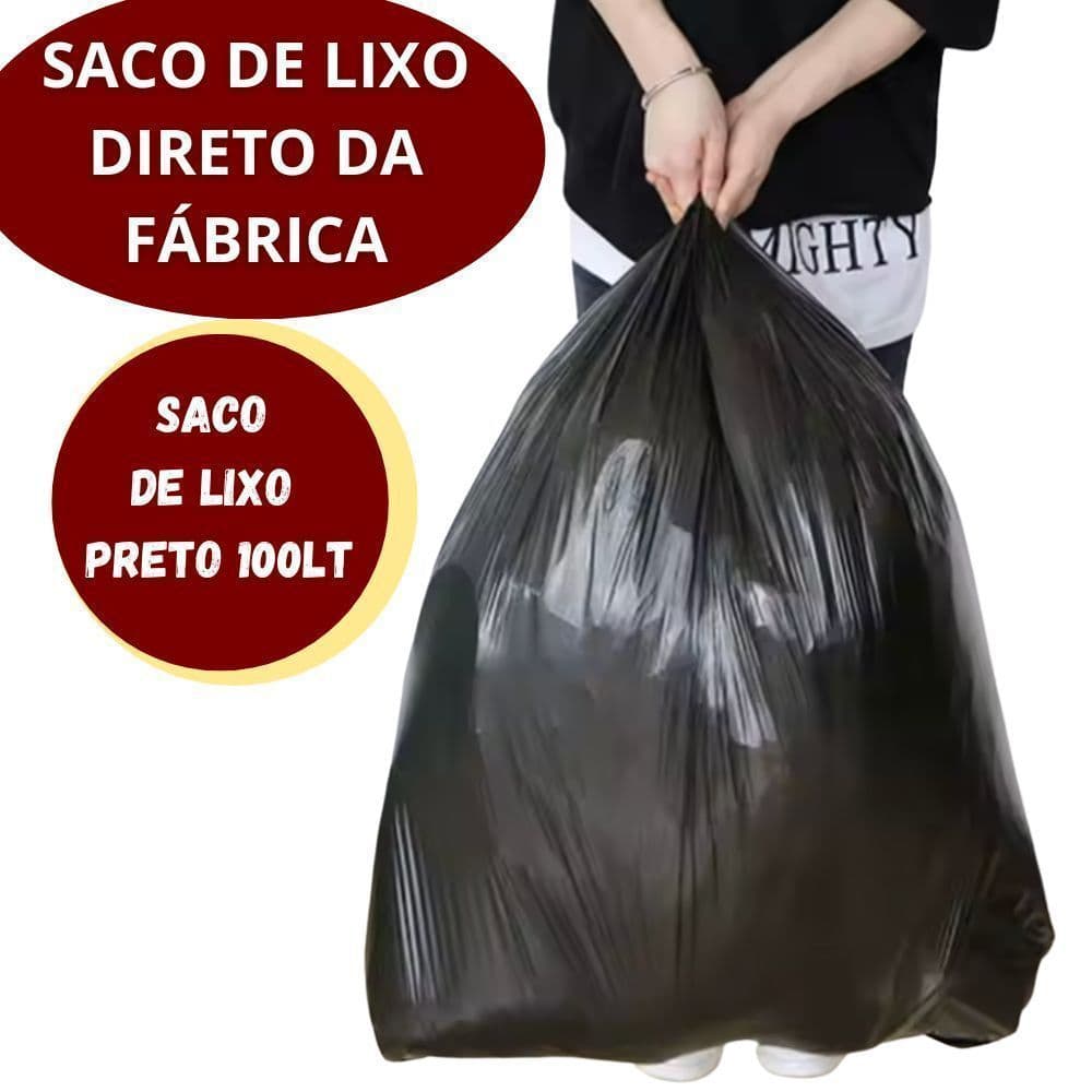 Saco de Lixo Preto 100 Litros Resistente - Direto da fábrica com 25, 50 ou 100 unidades