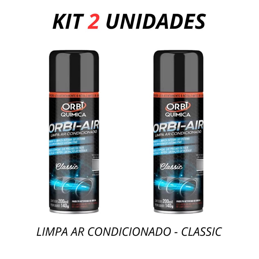 KIT 2 Limpa Ar Condicionado Automotivo Spray Higienização Orbi-air - Classic
