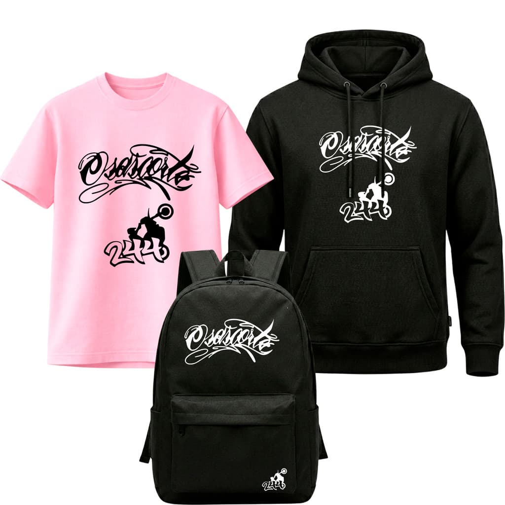 Kit Osascorte 244 Grau Moletom + Camiseta + Mochila Mandrake