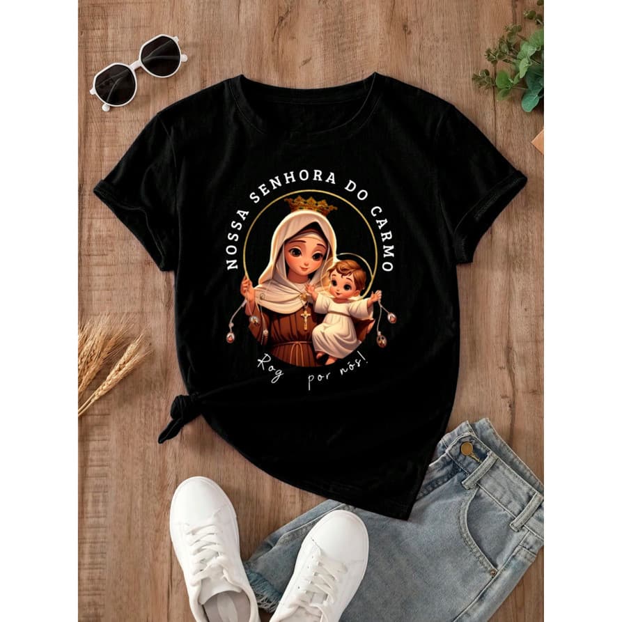 Camiseta Feminina Estampada Nossa Senhora do Carmo
