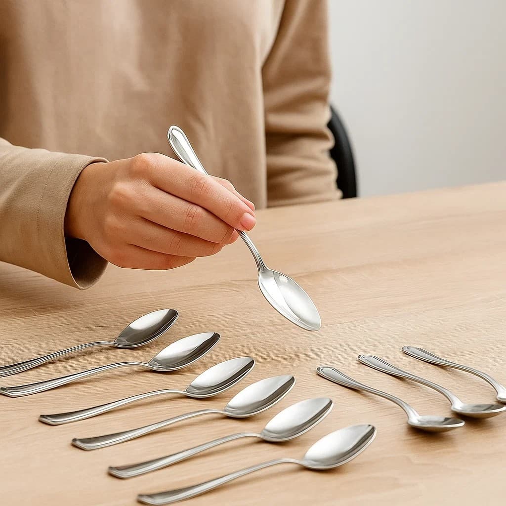 Kit 12 colheres sobremesa aço inox acabamento moderno resistente fácil limpeza talheres mesa