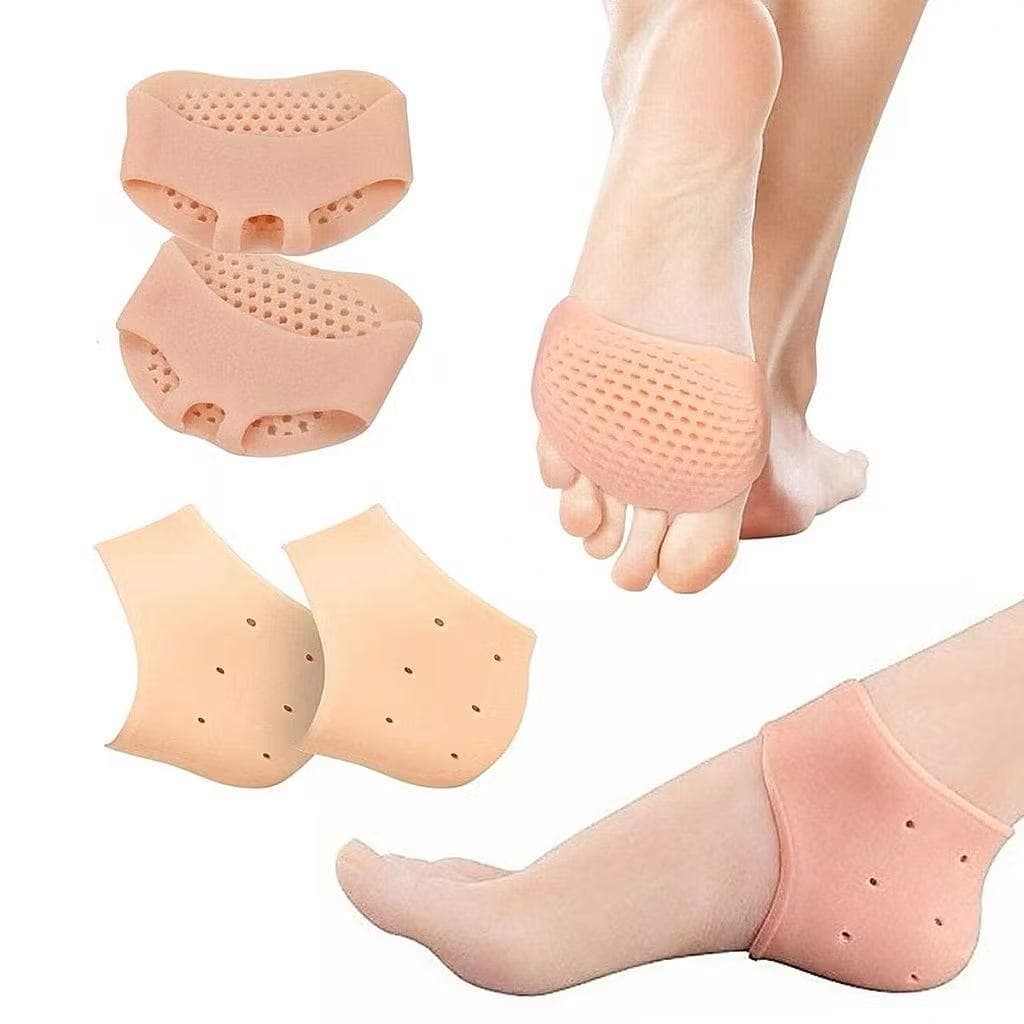 KIT Par de Meia Palmilha Silicone Gel Protecao Ortopedica Esporao Calcanhar  Top Ola1