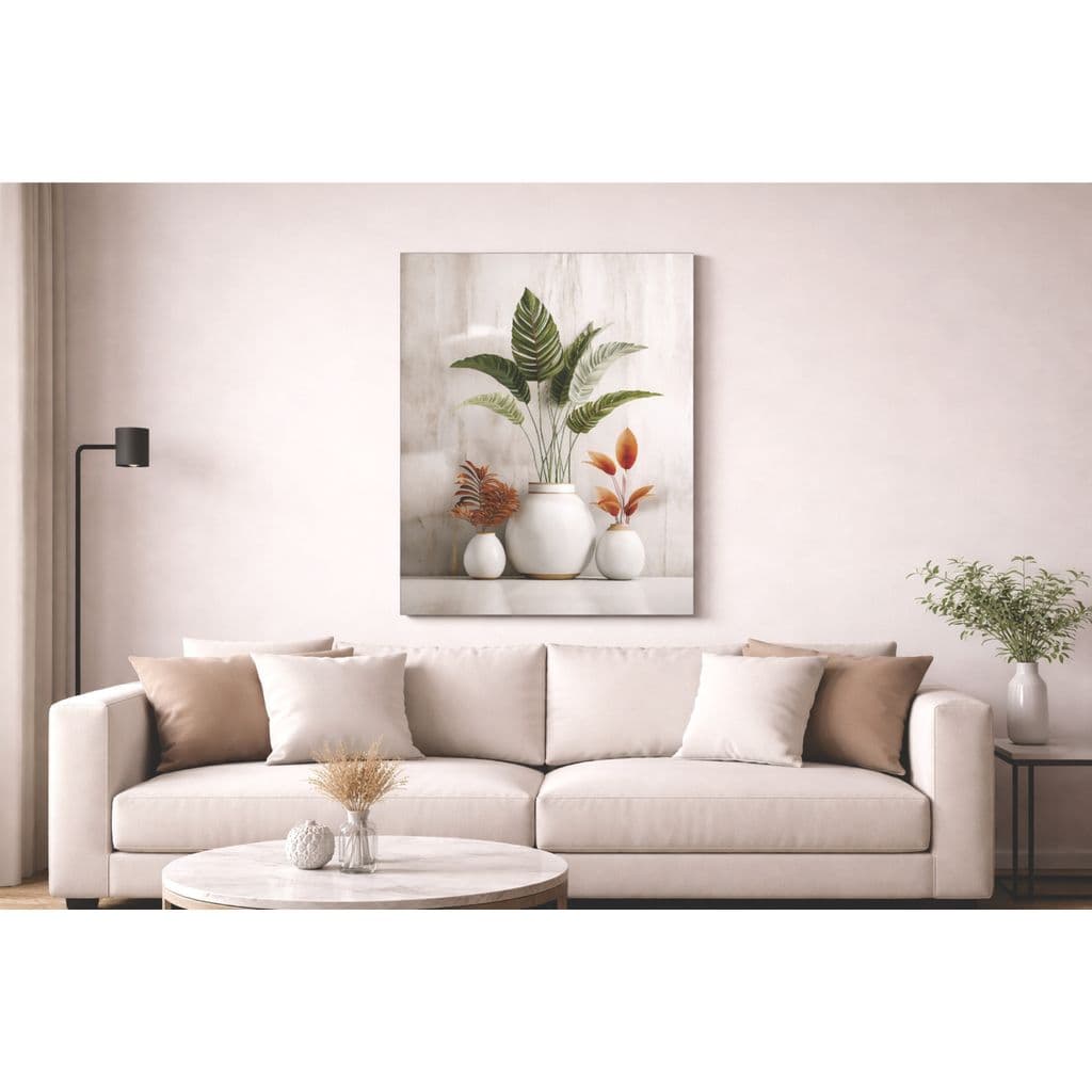 Quadro de Flor 1 Peça Grande Luxuoso Bege Dourado Decoração Sala Quarto Corredor Hall MDF
