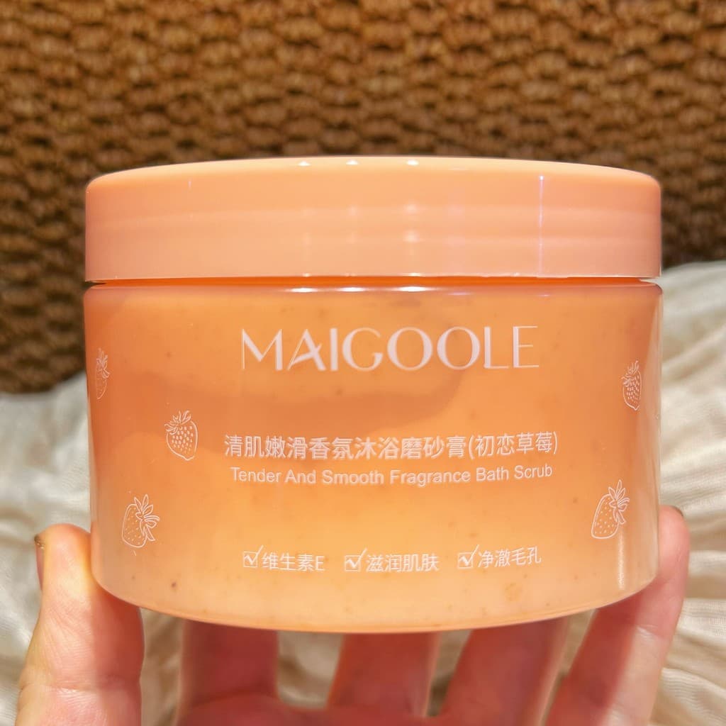 Esfoliante Corporal Sabor Morango Doce 250g Esfoliante Pele de Frango Clareador Limpeza Banho Esfoliante Hidratante Suav