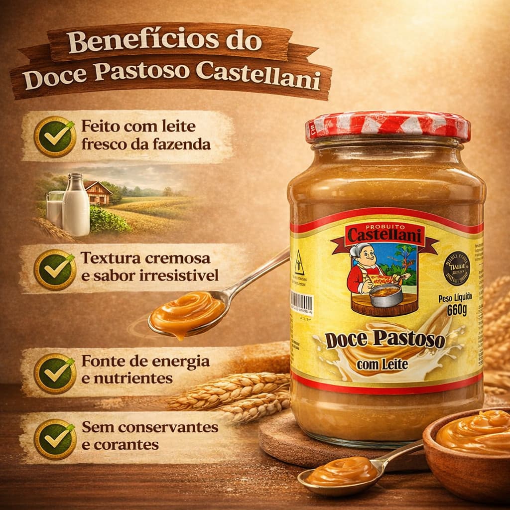 Doce de Leite Cremoso Com Geleia de Abacaxi 680g Castellani Doce Pastoso Envio Imediato